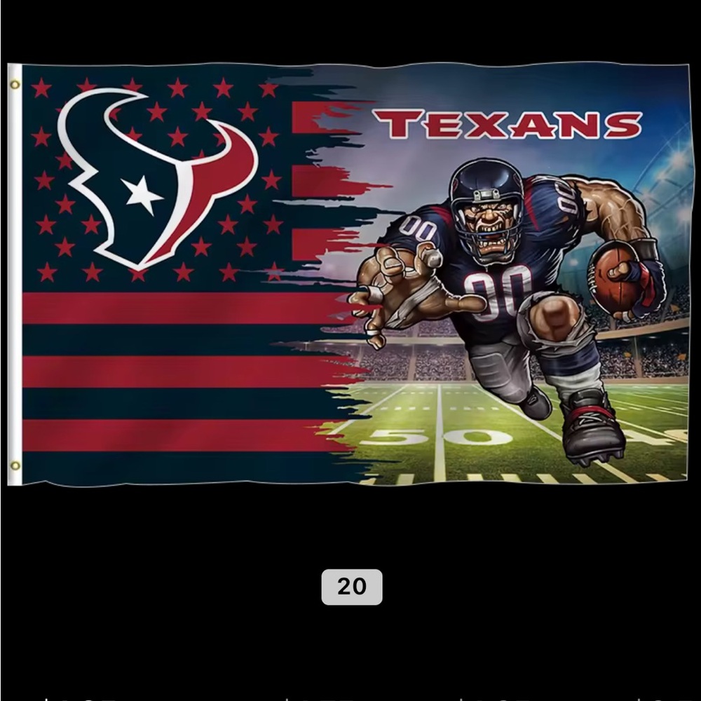 NFL Texans Flag with Red and Blue Design